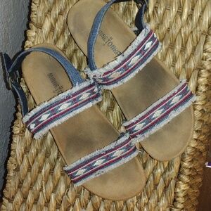 Denim/Aztec Minnetonka Sandals Boho 4th Of July 8